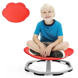 JooKiddie Spinning Chair for Autistic Kids, Cat Paw Shape Sensory Swivel Chair, Durable & Non-Slip Design, Body Coordination Training (Red)