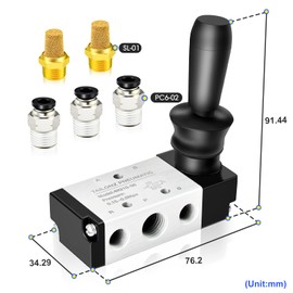 TAILONZ PNEUMATIC 1/4 Inch BSP 5 Way 2 Positions Air Hand Lever Valve Pneumatic Solenoid Valve Manual Control Push-Pull 4H210-08
