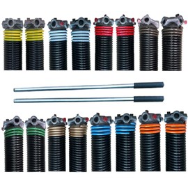 Pair of 2" Garage Door Torsion Springs with Non-Slip Winding Bars, Quality Precision Electrophoresis Black Coated, Minium Life 18,000 Cycles (.225 x 2 x 27)