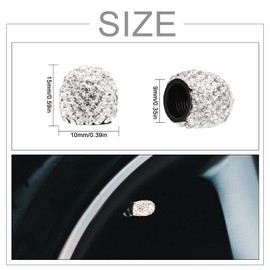 SAVITA 4pcs Ventilschaftkappen Strass Reifen Ventilkappen, Bling Luftdichte Dichtung für Autos SUV Trucks Motorräder (Weiß)