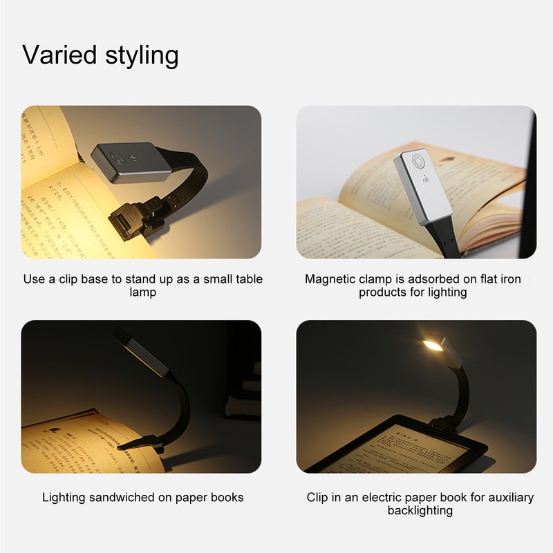 Portable Rechargeable Reading Light Magnetic Clip On Book Light for