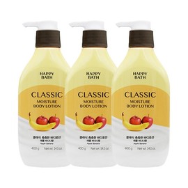 Happy Bath Classic Moist Body Lotion Apple Baba Fragrance 400g x 3 Highly moisturizing mild body milk - 2. Classic mild body milk 400g x 3 / 해피바스 클래식 촉촉한 바디로션 애플바바향 400g x3개  고보습 순한 바디밀크 - 2. 클래식 순한 바디밀크 400g 3개