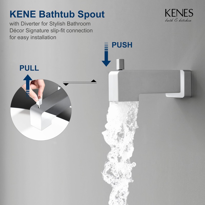 KENES Chrome Tub and Shower Trim Kit, Square Tub Shower