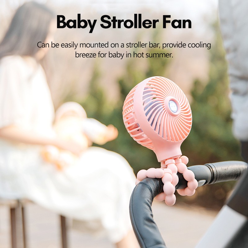 Portable Handeld Mini Fan Stroller Fan Flexible Octopus Tripod Clip
