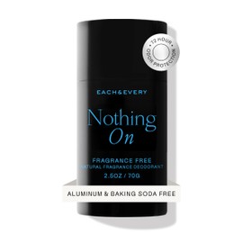 Each & Every Aluminum Free Deodorant for Men & Women - All Natural Deodorant for Sensitive Skin, EWG Verified - Clean, Baking Soda-Free, Plant-Based Fragrance, Unscented Fragrance-Free, 2.5oz