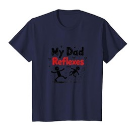 Funny Dads My Dad Reflexes are Strong Superhero Parent T-Shirt, Youth, Navy Blue
