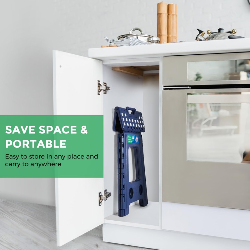 Dyforce 17.5 Inch Folding Step Stool 400lbs Capacity Sturdy Plastic