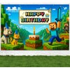 Pixel Backdrop Happy Birthday Banner Boy 6x4ft Miner Bday Sign