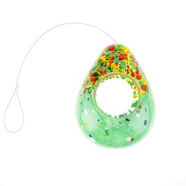 CLEVER GARDEN Glass Bird Feeder, Hanging Outdoor Decoration for Wild Birds, Green Teardrop