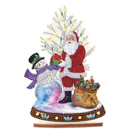 JISHSHAY Diamond Painting Tabletop Decoration 5D DIY Christmas Diamond Art Desktop Ornaments with Santa Claus Snowman Special Shaped Crystal Christmas Diamond Art Christmas Decoration