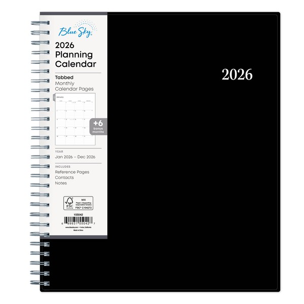 Blue Sky 2026 Monthly Planner Calendar, January 2026 - December