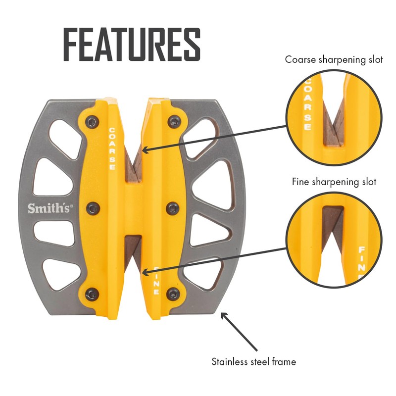Smith’s 51176 Stainless Steel 2-Step Knife Sharpener | Yellow |