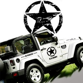 x xotic tech Military Army Style Rought Star Graphic Sticker,Car Body Hood Trunk Side Fender Door Bumper Decor Decal Compatible with Jeep Wrangler or Ford or Toyota or Ram Pickup Trucks- Black, 20"