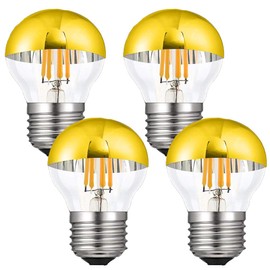 4W G45 Edison LED Bulb Gold Tipped Half Chrome LED Light Bulb (4 Pack)- E26 Base G14 Antique Dimmable Vintage LED Filament Bulbs Warm White 2700K 40W Equal, AC110V-130V