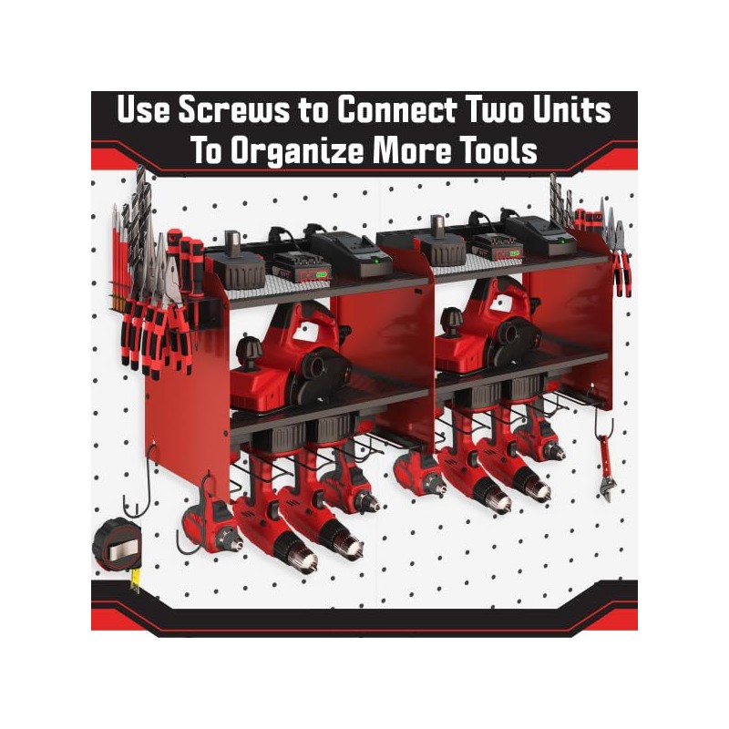 Power Tool Organizer Wall Mount with Charging Station - 4