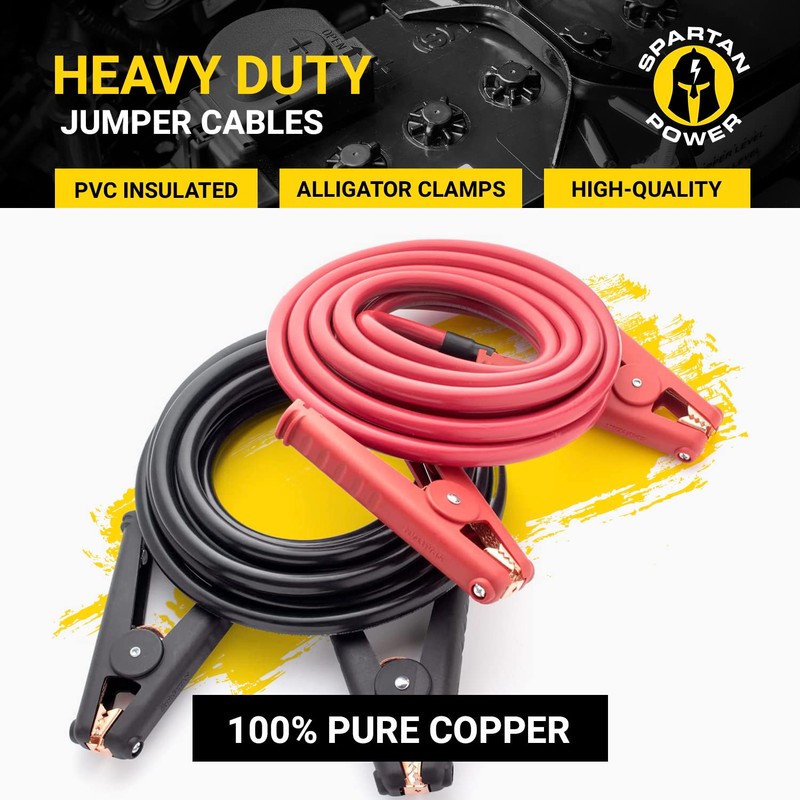 Spartan Power Heavy Duty Jumper Cables with Alligator Clips, 100%