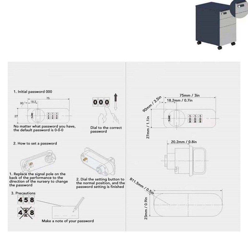 Mechanical Code Lock 3 Code Digital Cabinet Password Lock High