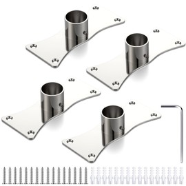 Teenyyou 4 Pcs Rectangular Shower Curtain Rod Flange Bracket Jumbo Shower Rod Flange for 1 Inch Shower Curtain Rod