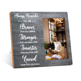 Zcsni Inspirational Gift Photo Frame, Always Remember You Are Braver Picture Frame Decor, Inspirational Quotes Desk Shelf Tabletop Photo Frame Decor, Office Gifts For Friend Coworker Employee-A18