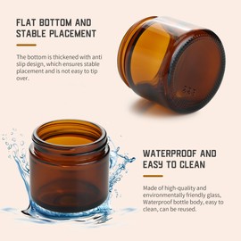 Cream Containers, Pack of 8 Amber Glass Empty Cream Jars 5 ml - 100 ml Cream Jars Empty Empty Refillable Container Brown Glass Container for Cosmetics Creams Lotions