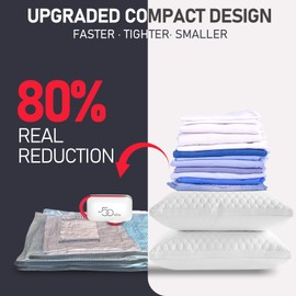 VMstr 18 Pack Travel Vacuum Storage Bags with High Pressure Electric Pump(DC Power), Carry-on Size Space Saver Compression Bags for Clothes, Luggage & Packing