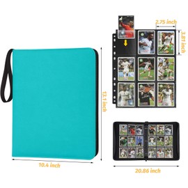 GERMUN 9 Pocket Card Binder, Premium Zip Trading Card Binder, 720 Double Sided Pocket PU Card Collection Binder, Collector Card Album, Card Folder for MTG, TCG, Sports Cards, Game Cards (LAKE BLUE)