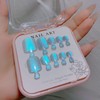Blue Press on Toenails Cat Eye Fake Toe Nails Short