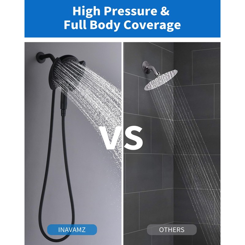 INAVAMZ 2-in-1 Shower Head with Handheld Combo: 2.5GPM Rainfall &