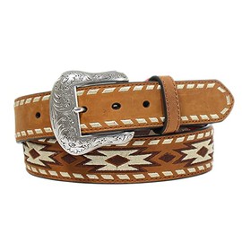 ARIAT Men's Embroidered Buck-Lace Belt, brown