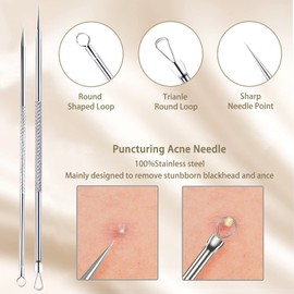 5 Piece Blackhead Remover Set, Blackhead Remover Made of High-Quality Stainless Steel Comedone Squeezer Acne Whiteheads Blackhead Remover Extractor Tools with Box