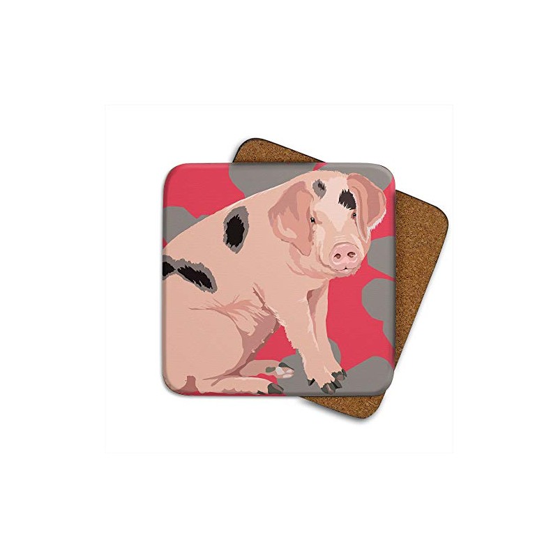 Pig - Set of 4 Coasters - Leslie Gerry Animal