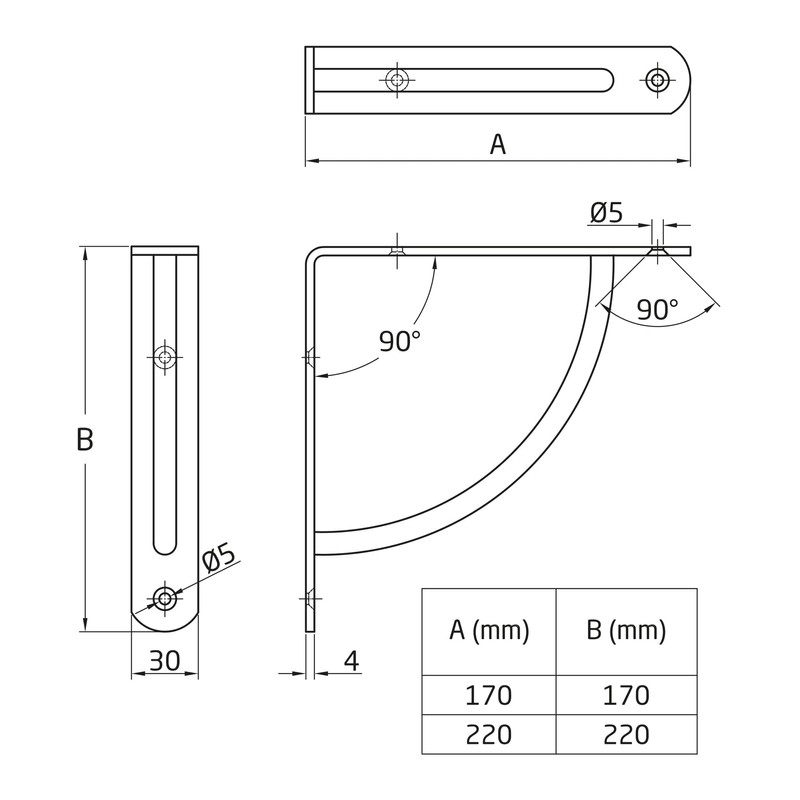 Amig - Shelf Bracket Stainless Steel Model 24 | Metal