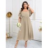 SHESTARR Womens Plus Size Maxi Dress Pleated Square Neck Short