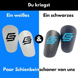 Mini Shin Pads, Football, 2 Pairs, Mini Shin Pads, White and Black, Small Shin Pads, 10 x 6 cm, Mini Shin Pads