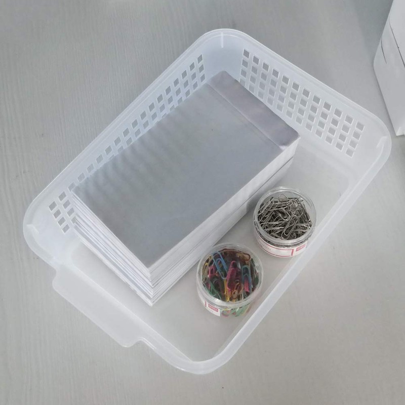 Qsbon Rectangular Plastic Storage Organization Trays Baskets in Clear, 6-Pack