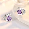 Salanda 925 Sterling Silver Heart Shaped Crystal CZ Stud Earrings，Purple
