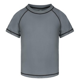 Csqtongan Boys' Swimming Shirt UV Shirt Swimming Top Swimming Shirt Kids Short Sleeves Rash Guard Swimwear Quick Dry T-Shirt, gray, Ages 12 - 13