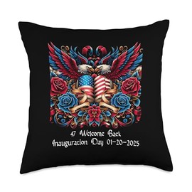 Inauguration Day 2025 American Memorabilia 47 Men Woman Kids Throw Pillow
