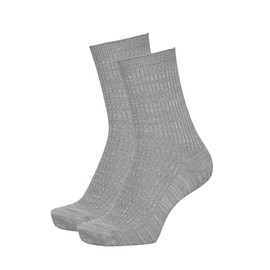 Fukurashi 37752WQ Men's Ribbed Socks, 2 Pairs Set, Antibacterial, Deodorizing, Loose Fit, 100% Cotton, Fukusuke, gray (light gray)