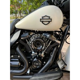 Custom 2x METAL Gloss Black Harley CVO Custom Metal Tank Emblems Show Gloss Finish