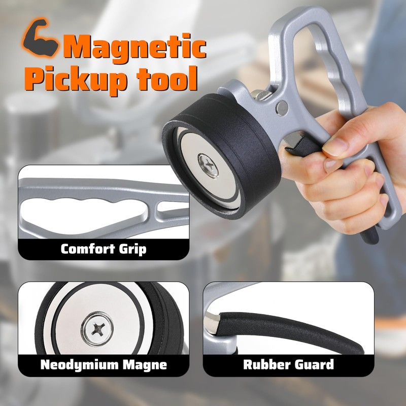 Magnetic Pickup Tool, Stainless Steel Lifting Magnet Sweeper, for Welding,