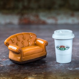 FRIENDS TV Show Central Perk Sofa & Cup Lip Balm Duo, Strawberry & Vanilla Scented, Sweet, Fruity Hydration, Sofa & Cup Molded Lip Set, Iconic Friends TV Series Themed Gift, Novel, Nostalgic