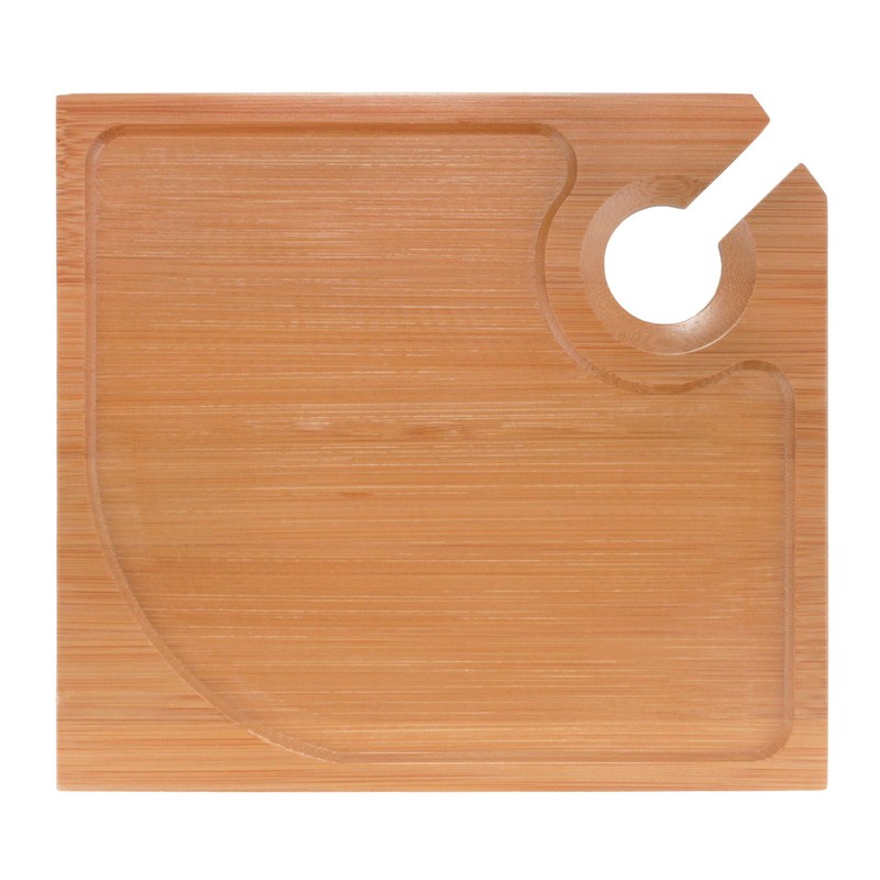 BambooMN 7.9" x 7.1" Bamboo Cocktail Appetizer Plates with Wine