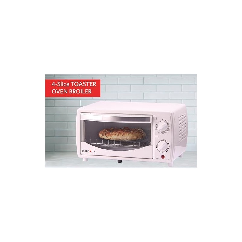 EUROSTAR TO902W 4-Slice Toaster Oven Broiler, White