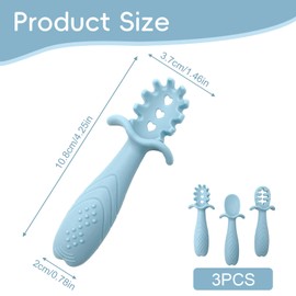 Yistoi Set of 3 Baby Learning Spoons, Learning Spoons for Baby, Complementary Food, Baby Accessories, Baby Cutlery Set from 6 Months, Suitable for Babies Complementary Learning, Interesting and Cute