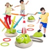 Edulok 3-in-1 Remote Control Dinosaur Play Set - Musical Bouncing Game with Ring Toss & Rocket Launcher, Indoor/Outdoor Active Play for Ages 3+