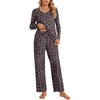 POPYOUNG Womens Fall-Winter 2 Piece Pajama Sets, Long sleeve V-neck