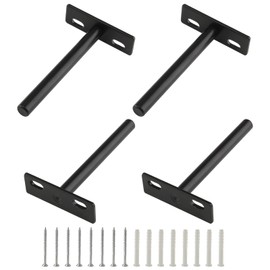 Cionyce 4 Pcs 4 Inch Floating Shelf Bracket Heavy Duty Blind Shelf Supports, Hidden Wall Brackets for Floating Wood Shelves, Black