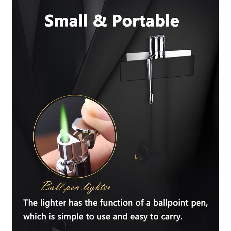 Butane Torch Lighter - Ballpoint Pen Lighter, Windproof Solar Beam