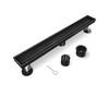 HTOH Black Shower Drain, 24 Inch Linear Shower Drain with